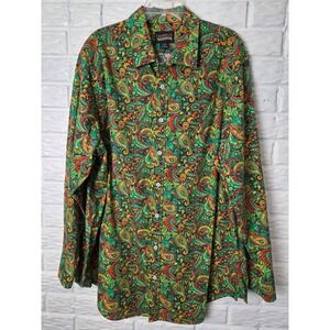NWT Cremieux Premium Denim Mens 2XB Shirt Multi Paisley Neon Bright Stretch